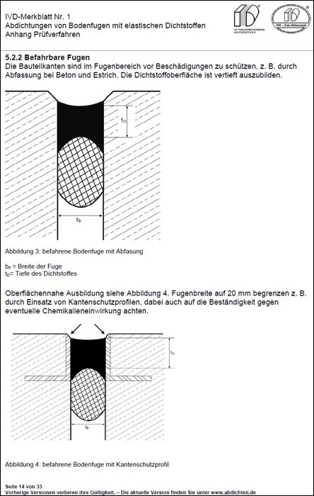 IVD-Merkblatt Nr. 1 „Abdichtungen Von Bodenfugen Mit Elastischen ...